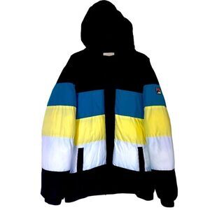 FILA Hooded Striped Puffer Coat